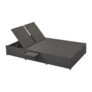 Gulches Gray + Foam Double Patio Chaise Lounges with Adjustable Backrest - Outdoor Reclining Chairs - 1 of 4