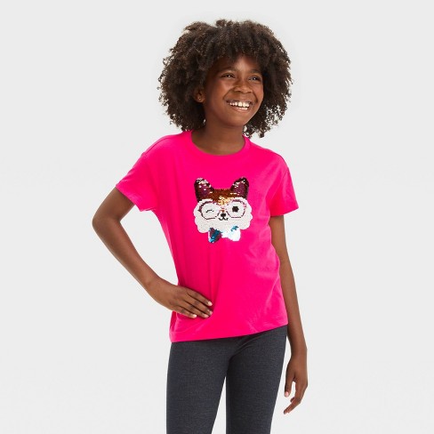 Girls Flip Sequin Short Sleeve T shirt Cat Jack Target