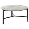 37" Round Faux Marble Coffee Table with Metal Legs, Perfect for Modern and Sophisticated Living Spaces - 2 of 4