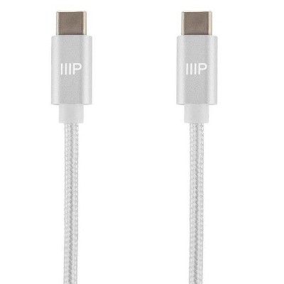 Monoprice USB 2.0 Type-C to Type-C Charge and Sync Nylon-Braid Cable - 1.5ft - White, Fast Charging, Aluminum Connectors, Stay Synced - Palette Series