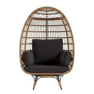 360° Swivel Egg Chair, Oversized Patio Rotating Basket Chair with Thick Cushion and Steel Frame Stand, Oversized Patio Chair for Garden Balcony - 1 of 4