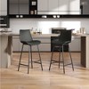 POVISON 30'' Modern Minimalist Bar Height Faux Leather Bar Stools Set of 2, Black - 2 of 4