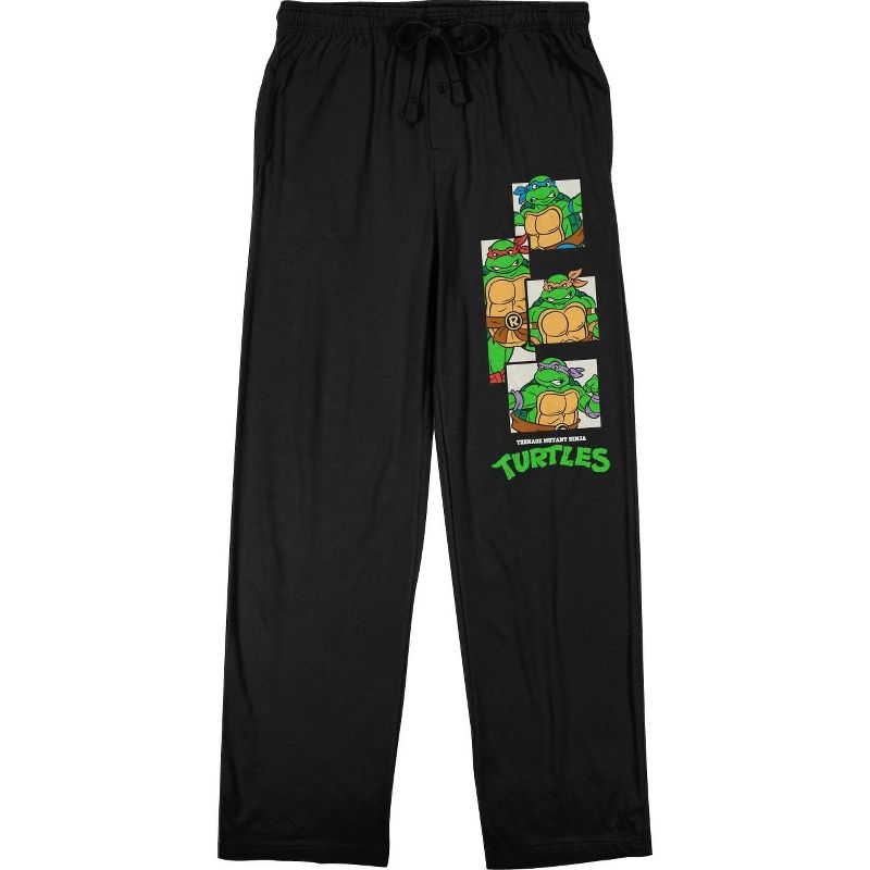 Teenage Mutant Ninja Turtles Original Four Mens  Black Drawstring Sleep Pajama Pants, 1 of 2