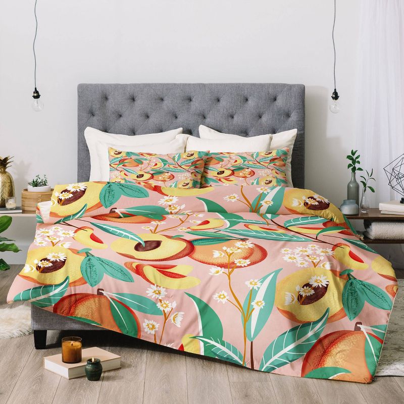 Peach Season Polyester Comforter & Sham Set - Deny Designs, 5 of 6