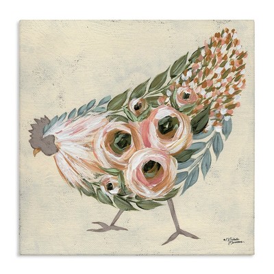 Stupell Industries Vintage Chicken with Floral Body, 36" x 36"