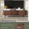 Mid-Century Modern TV Stand for 80" TV, Entertainment Center with 2 Drawers & Sliding Doors, Media Console Table for Living Room, Bedroom - 2 of 4