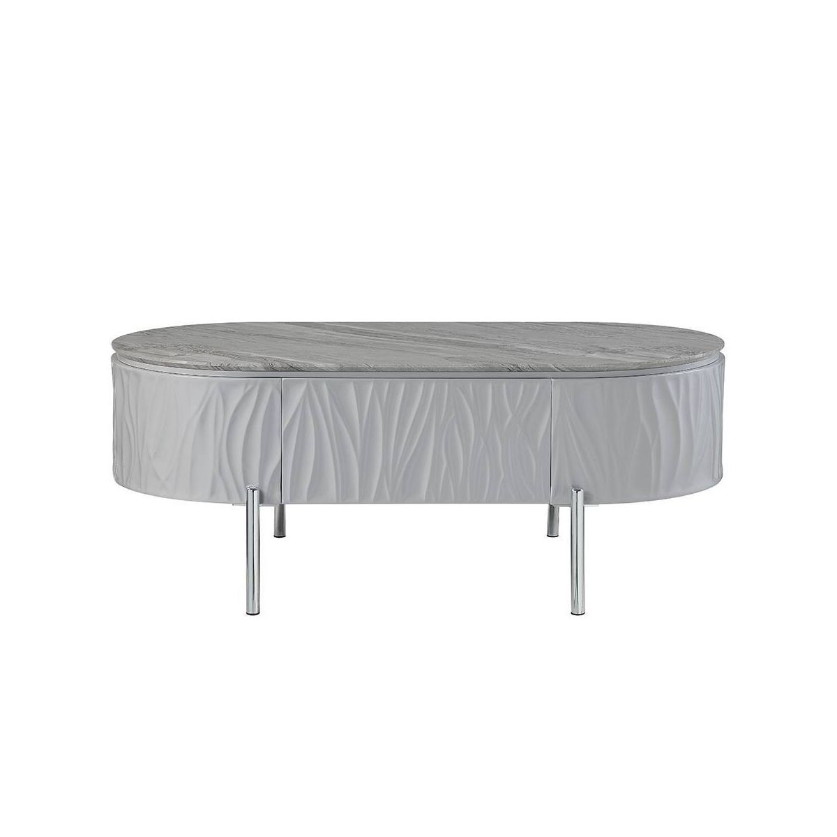 Acme Furniture Yukino Coffee Table Gray/Chrome Finish