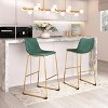 Zuo Augusta Barstool (Set of 2) Green  and  Gold - 2 of 4