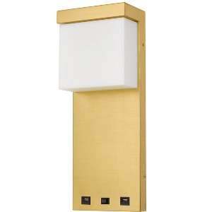 Cal Lighting LA-8034 Getafe Metal Led Bedside Wall Sconce with Rocker Switch and 2 USB Charging Ports, Gold - 1 of 4