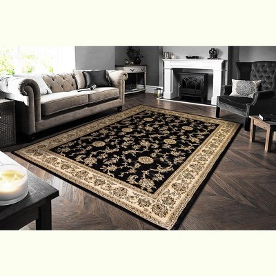 Legacy Black and Beige Rectangular Synthetic Rug