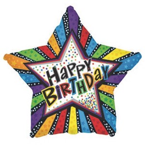 CTI Industries Mylar Happy Bday Stripes Star Balloon 17in Pk10 - 1 of 1