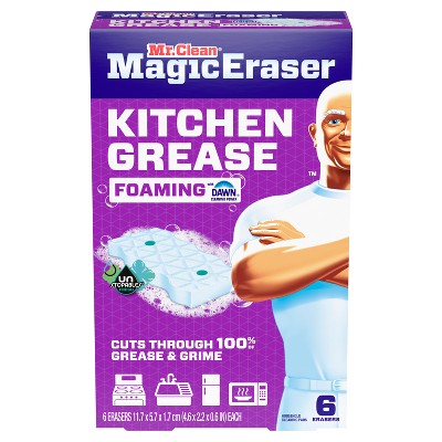 Mr. Clean Scented Magic Eraser Kitchen Grease Foaming Unstopables Multi-Purpose Cleaner - 6ct
