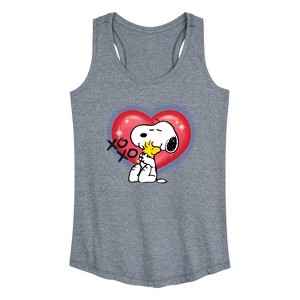 Women's - Peanuts - Snoopy Woodstock Airbrush Heart Graphic Racerback Tank - 1 of 4