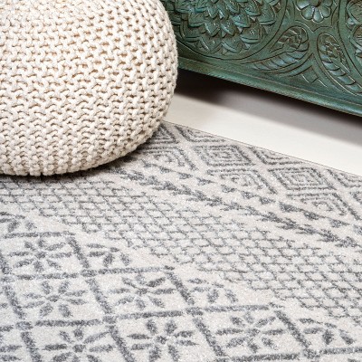 Athens Modern Geometric Boho Ivory & Dark Gray 2'x8' Runner Rug