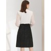 Allegra K Women's Plaid Tweed High Waist Button Decor Shiny Business Elegant Midi Skirt - 4 of 4