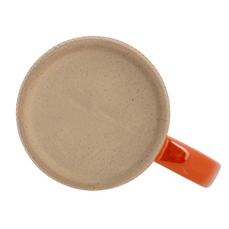 Elanze Designs High Gloss Raw Clay Bottom 15 ounce Ceramic Stoneware Coffee Mugs Set of 4, Burnt Orange, 4 of 6