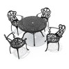 5-Piece Cast Aluminum Outdoor Dining Set with Beige Cushions, Round Table & Ergonomic Chairs - for Patio, Backyard - 3 of 4