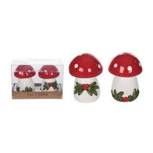 Transpac Dolomite Christmas Mushroom Salt and Pepper Shaker Set of 2 Ceramic Multicolor Holiday Tabletop Decor - 1 of 1