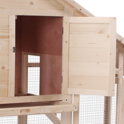 Natural Wood 2-Tier Guinea Pig Hutch with Ramp and Roof