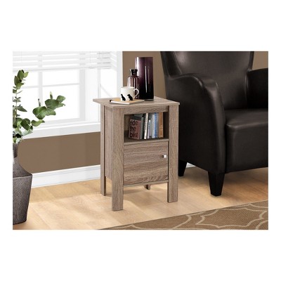 Sleek Dark Taupe Nightstand with Silver Knob and Storage