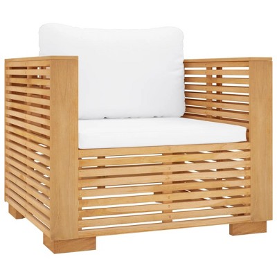 vidaXL Sofa Chair Teak and Cream Solid teak wood Single Durable