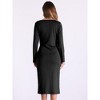 Allegra K Women's Long Sleeve Wrap Ruched Waist Boat Neck Work Midi Sheath Dress - 3 of 4