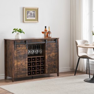 Wine Cabinet with Storage, with Sliding Barn Door, Buffet Sideboard Cabinet with 16 Bottle Wine Rack for Dining, Coffee Bar Cabinet for Dining Room - 1 of 4