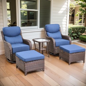 POCASSY Outdoor Swivel Rocker Patio Swivel Chairs Set, 6" Thick Cushions All Weather Wicker Swivel Glider Chairs with High Back for Porch - 1 of 4