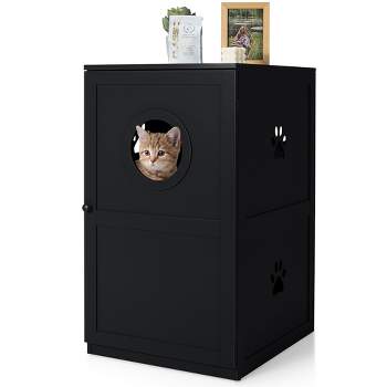 Costway 2-tier Litter Box Enclosure Furniture Hidden Cat House W/ Anti-toppling Device