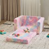 Angel Sar Glow in The Dark Kids Sofa Bed, Unicorn Foldable All-Sponge Chaise Lounge, Pink Flannel Convertible Bed for Children - 2 of 4
