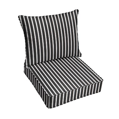 Black and white striped outdoor chair cushions sale