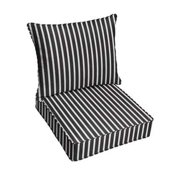 Black Stripe Rectangle Outdoor 2-Piece Deep Seat Cushion – Zavran Furniture