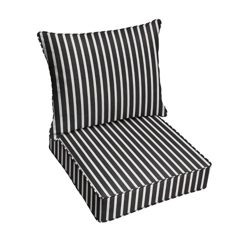 23 X25 X5 Sunbrella Stripe Deep Seat, Black And White Deep Seat Patio Cushions