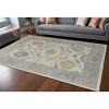 Gray Ivory and Orange Wool Floral Hand Knotted Area Rug With Fringe - 2 of 4