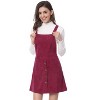 INSPIRE CHIC Women's Corduroy Button Front A-Line Bib Overall Pinafore Skirts - 3 of 4