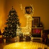 Tangkula 6 FT Lighted Christmas Reindeer 3D Buck Xmas Decoration with 300 Warm White LED Lights Standing Male Deer with Zip Ties & Ground Stakes - 4 of 4