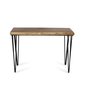 HomeRoots 42" Brown and Black Wood and Metal Distressed Console Table - 1 of 4