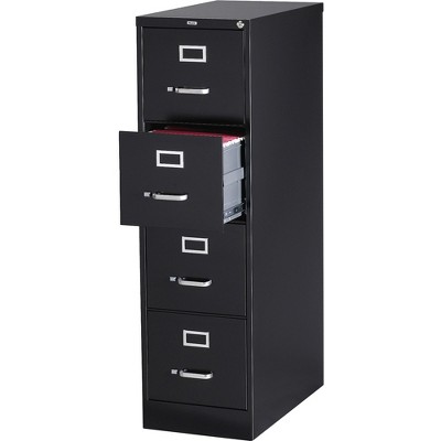 Lorell 4-Drawer Vertical File w/ Lock 15"x26-1/2"x52" Black 60191