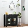 Sideboard Buffet Cabinet, Storage Cupboard with Glass Doors, Adjustable Shelf and 2 Drawers for Kitchen - 2 of 4