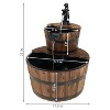 Sunnydaze Electric Fir Wood 2-Tier Farmhouse Barrel with Metal Decorative Hand Pump Outdoor Water Fountain - image 3 of 4