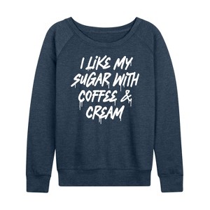 Women's - Instant Message - Sugar With Coffee And Cream Lightweight French Terry Wide Neck Long Sleeve Graphic Shirt - 1 of 4