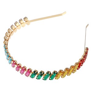 Unique Bargains Women's Metal Rectangle Colorful Rhinestone Faux Crystal headband 1 Pc - 1 of 4
