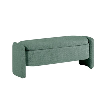 DSVIMOY Ottoman Oval Storage Bench with Large Storage Space for the Living Room, Entryway and Bedroom, Green, 47.24"*16.93"*17.72"