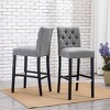 WestinTrends 29" Linen Fabric Tufted Bar Stool (Set of 2) - 2 of 4