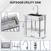 Stainless Steel Utility Sink, Freestanding Single Bowl Commercial Sink for Restaurant, Laundry Room, Bathroom, Garage, Garden - 2 of 4
