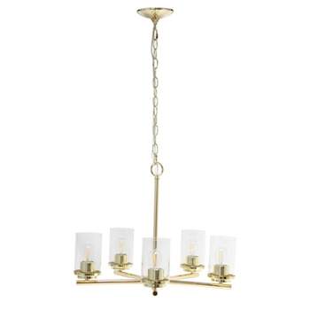 5-Light 20.5" Classic Contemporary Clear Glass/Metal Hanging Pendant  - Lalia Home