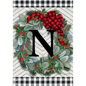 Briarwood Lane Winter Garden Flag 12x18 For Outdoor Winter Wreath Monogram Letter N For Winter Garden Flag Flags For Outside - 1 of 4
