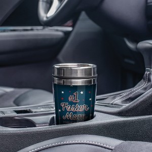 Elanze Designs #1 Foster Mom Stars Blue 17 Ounce Stainless Steel Travel Tumbler - 1 of 2