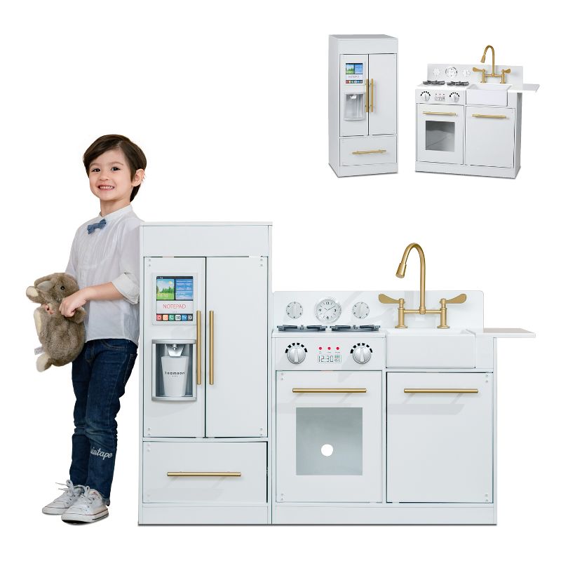 Teamson Kids Little Chef Charlotte Kids Play Kitchen, Wooden Kitchen Playset for Toddlers, White/Gold, 4 of 10