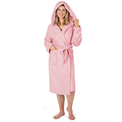 PAVILIA Women Robe with Hood, Fleece Plush Soft Long Hooded Robe, Fluffy Fuzzy Cozy Warm Bathrobe Shower Spa House